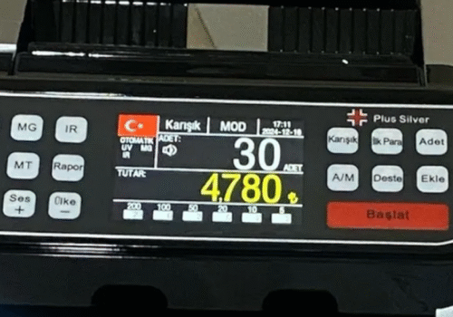 Plus Silver Kağıt Para Sayma Makinesi – TL Karışık Sayma ve Sahte Para Tespit
