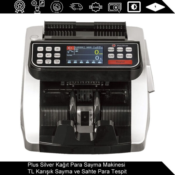 Plus Silver Kağıt Para Sayma Makinesi – TL Karışık Sayma ve Sahte Para Tespit